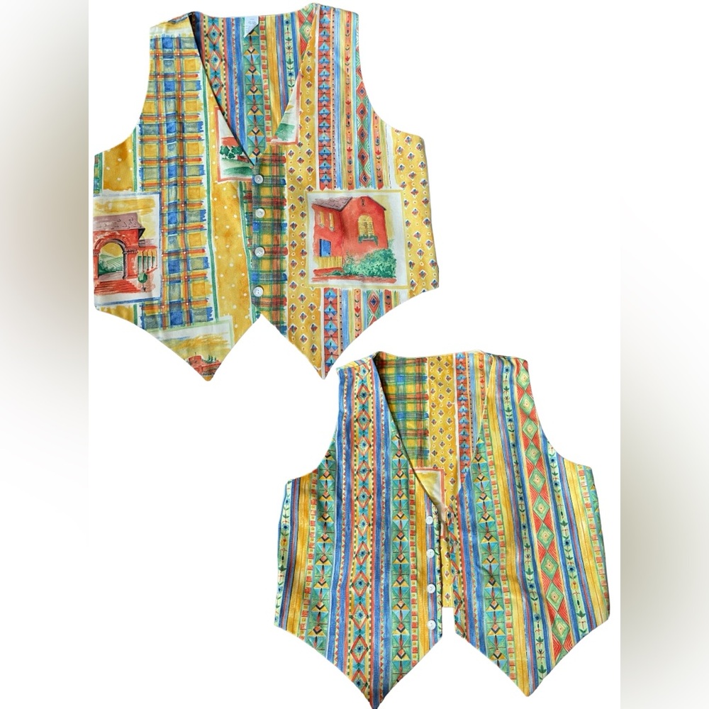 Vintage Multi-Color Patterned Cotton Vest